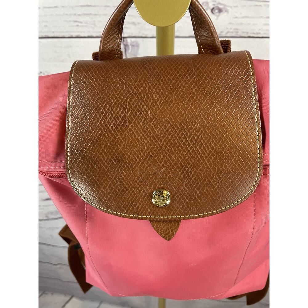 Longchamp Le Pliage Pink Nylon Backpack Small Foldable Travel Bag - Picture 9 of 9